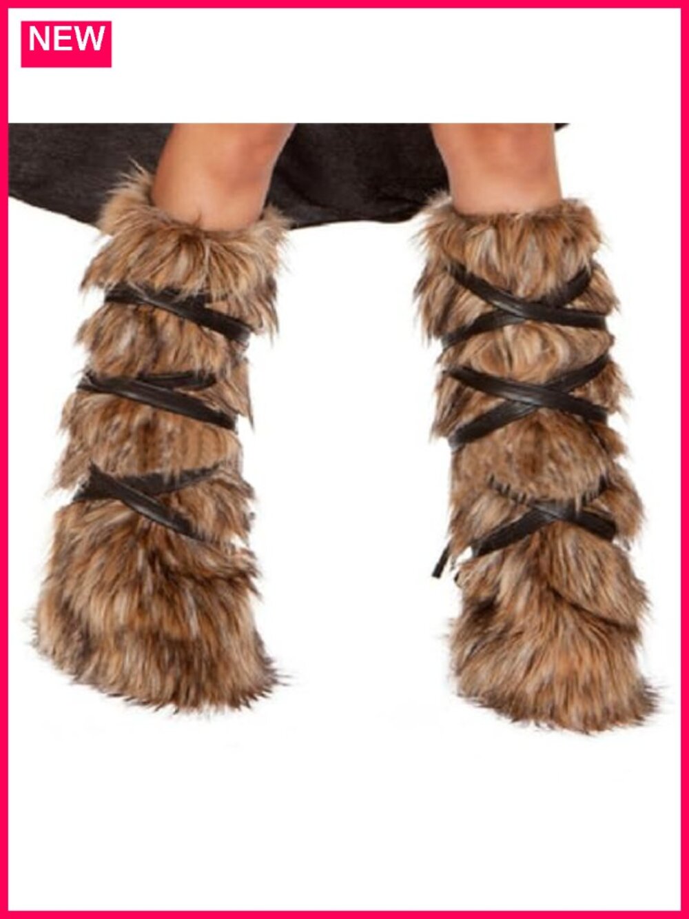 Women Fuzzy Faux Fur Leg Warmers Boot Cuff Costume Under Knee Socks